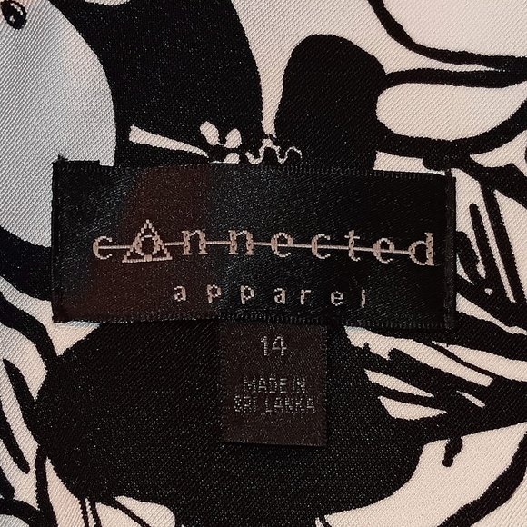 Women Connected Apparel White & Black Floral Dress- Size 14 - Picture 6 of 6